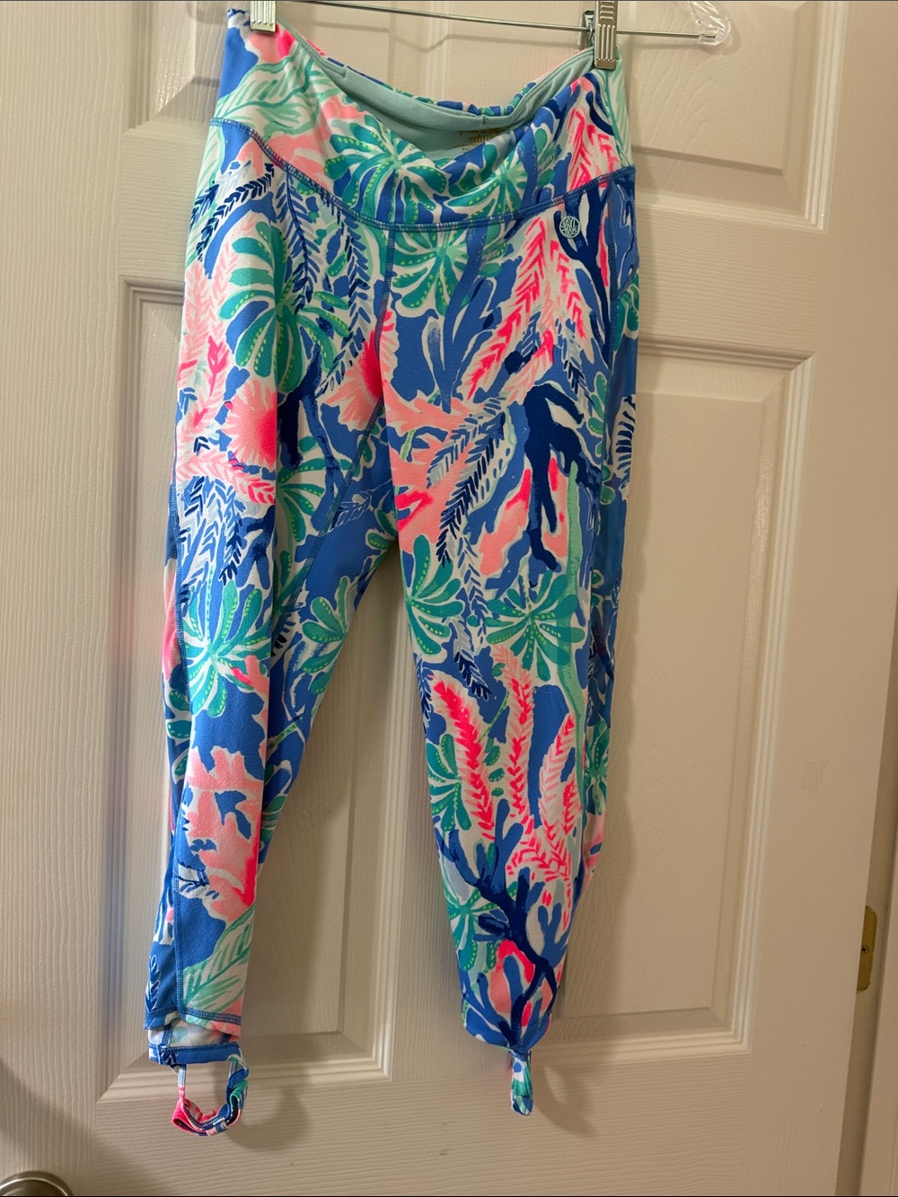 Lilly Pulitzer Blue Tropical Print Tie-Hem Leggings